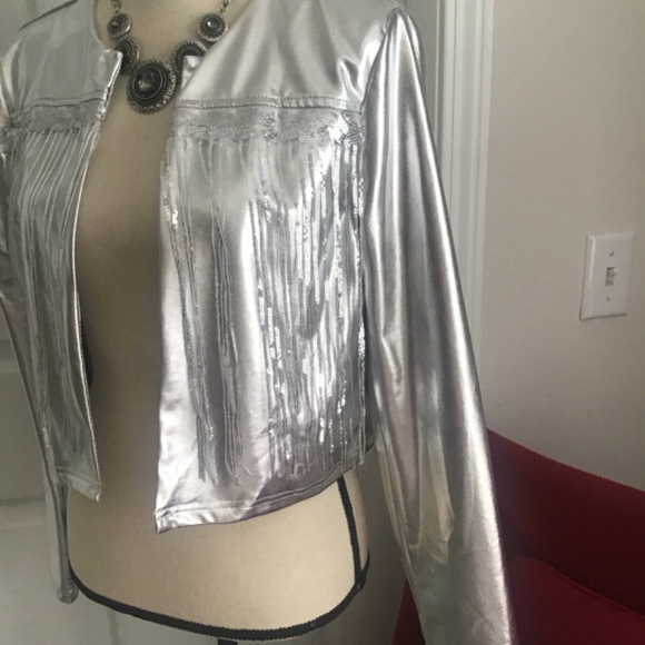 Vintage crop 80’s metallic chain jacket - Picture 3 of 8